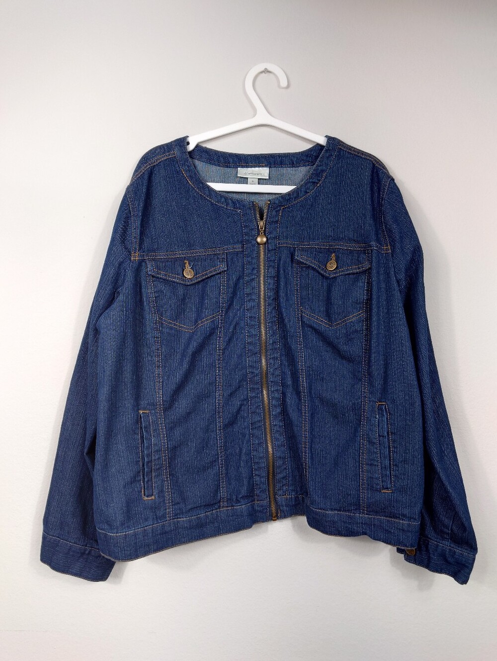 Women’s Dark Blue Denim Zip-Front Jacket XL